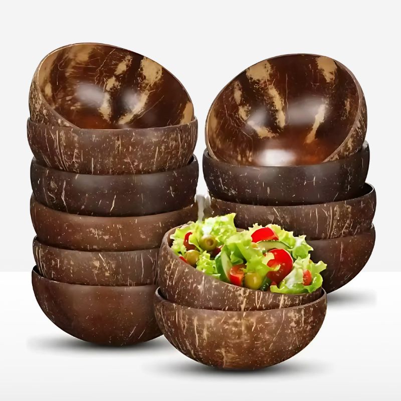 Ręcznie wykonany 10-częściowy zestaw misek kokosowych