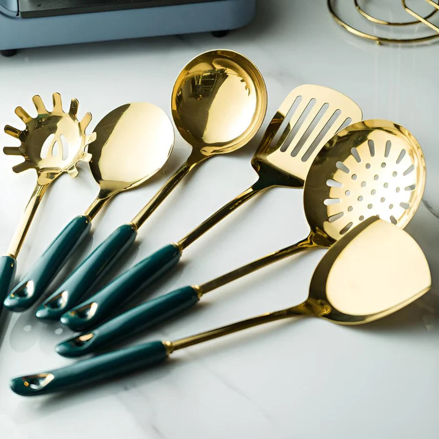 Golden Elegance Edelstahl Utensilien Set