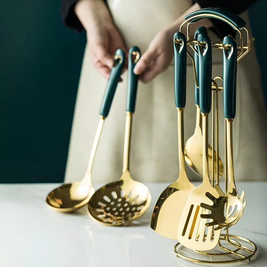 Golden Elegance Edelstahl Utensilien Set
