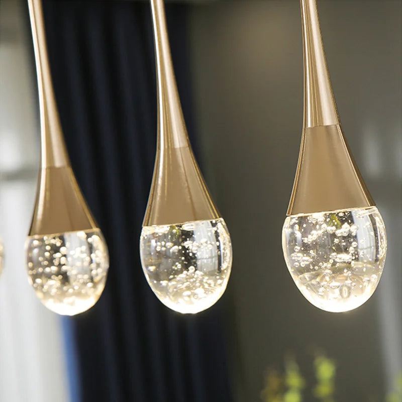 GoldenBubble – Moderne LED-Hängeleuchte mit Kristalltropfen