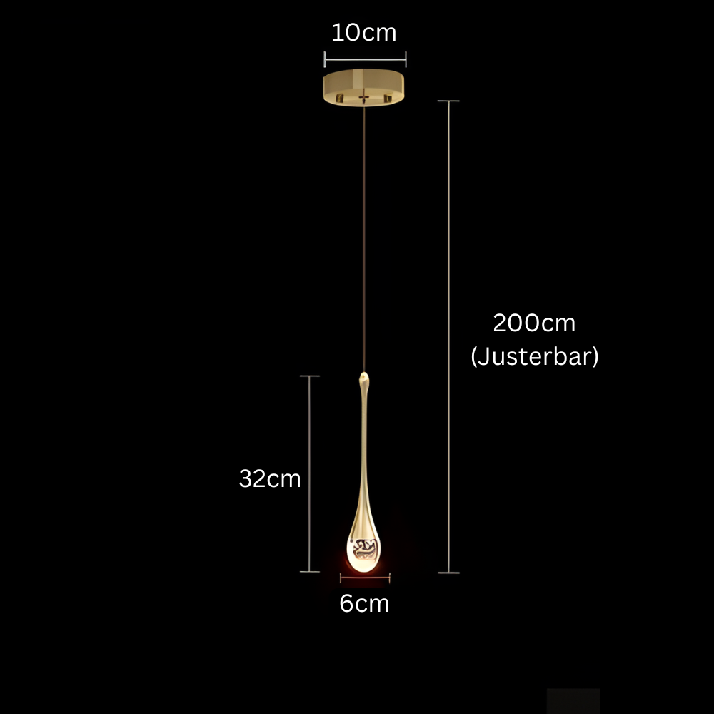 GoldenBubble – Moderne LED-Hängeleuchte mit Kristalltropfen