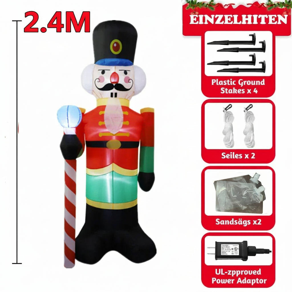 2.4m LED-Aufblasbarer Nussknacker-Soldat – Weihnachtsdekoration für Außen & Innen