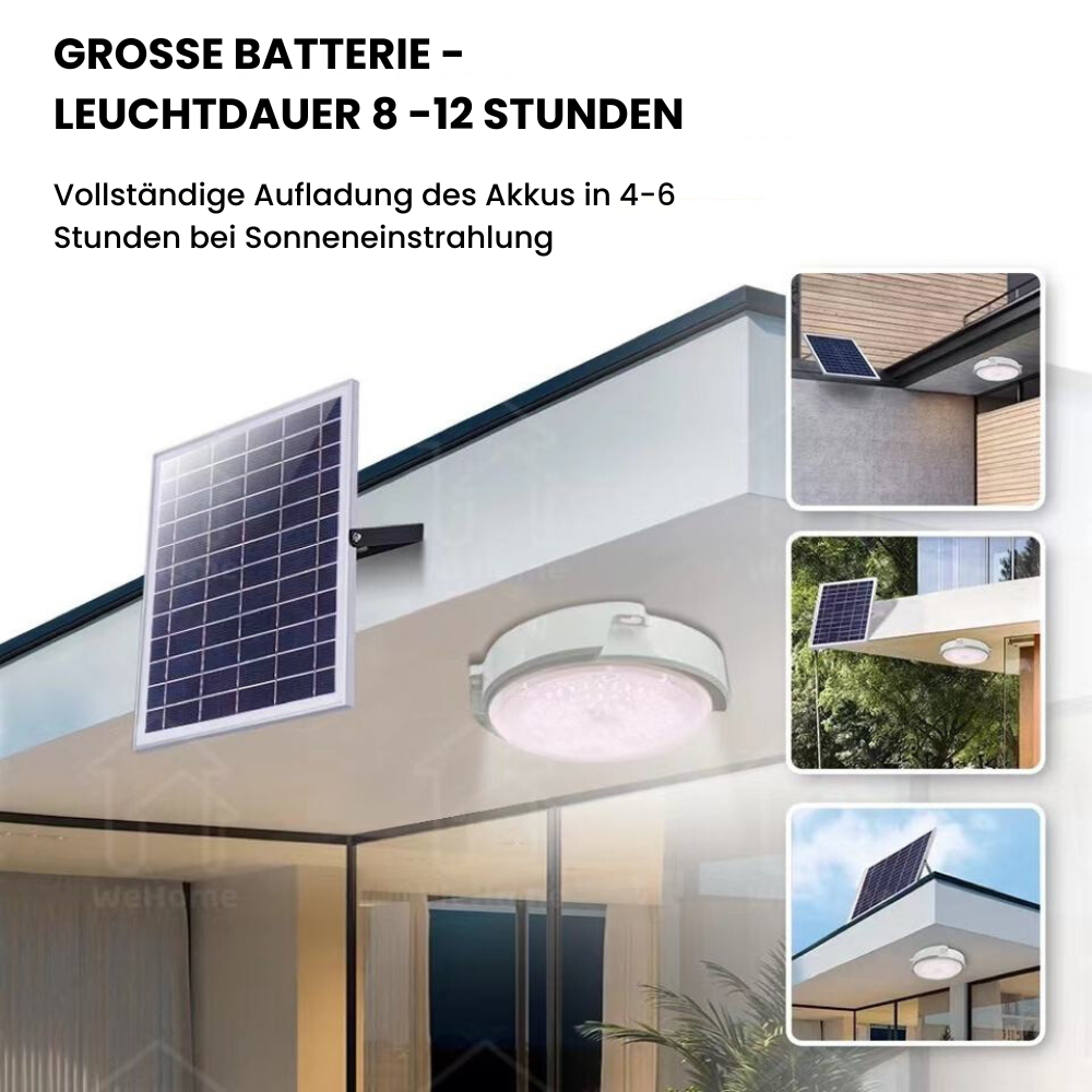 Lampa sufitowa solarna do użytku wewnętrznego/zewnętrznego z pilotem