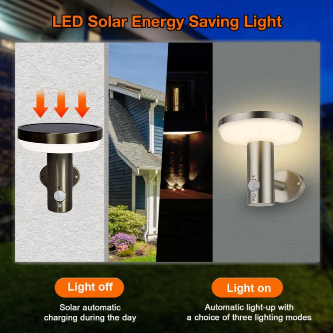 Stelia – Edelstahl Solar-Wandleuchte