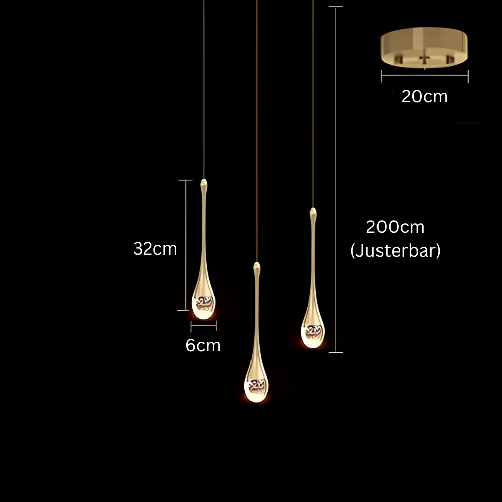 GoldenBubble – Moderne LED-Hängeleuchte mit Kristalltropfen