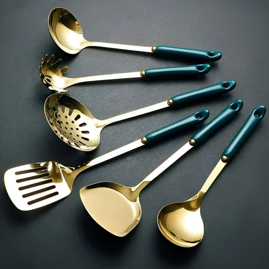 Golden Elegance Edelstahl Utensilien Set