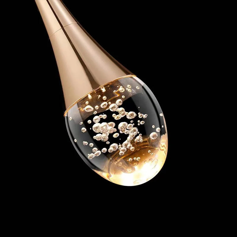 GoldenBubble – Moderne LED-Hängeleuchte mit Kristalltropfen