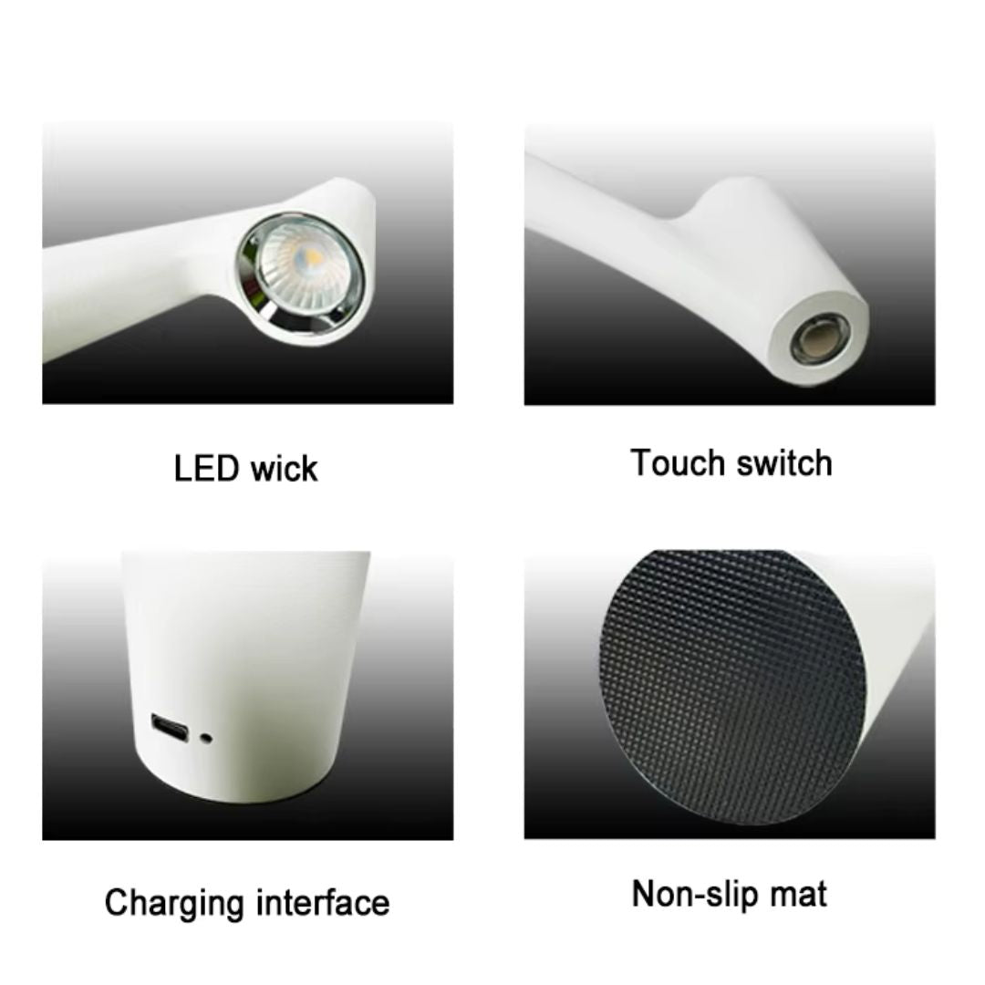 LumaLite Kabellose LED-Tischlampe – 35 cm Akku-Leuchte mit Touch & Dimmfunktion
