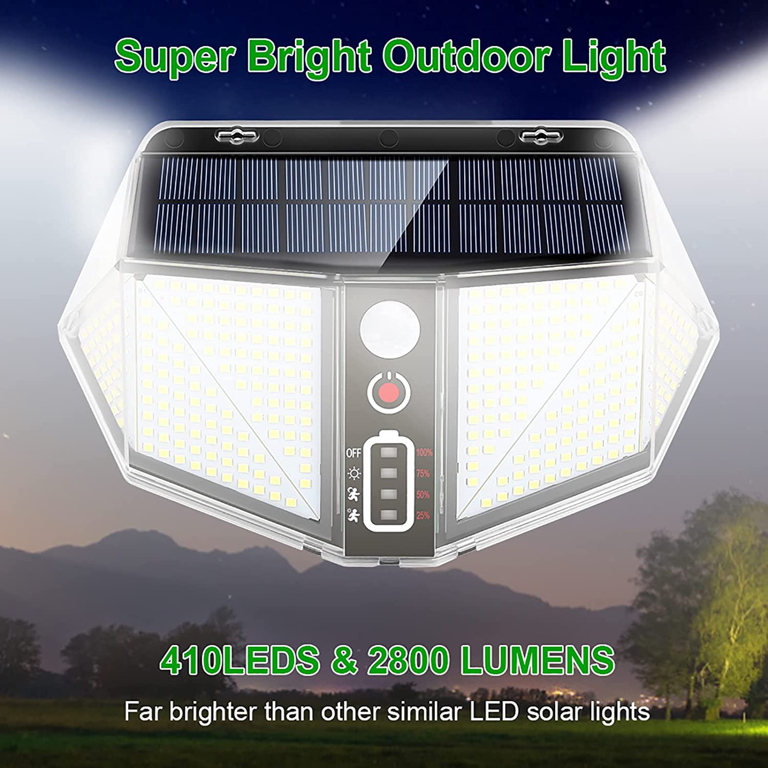 WallMega™- 410 LED-solarna svetilka za ograjo