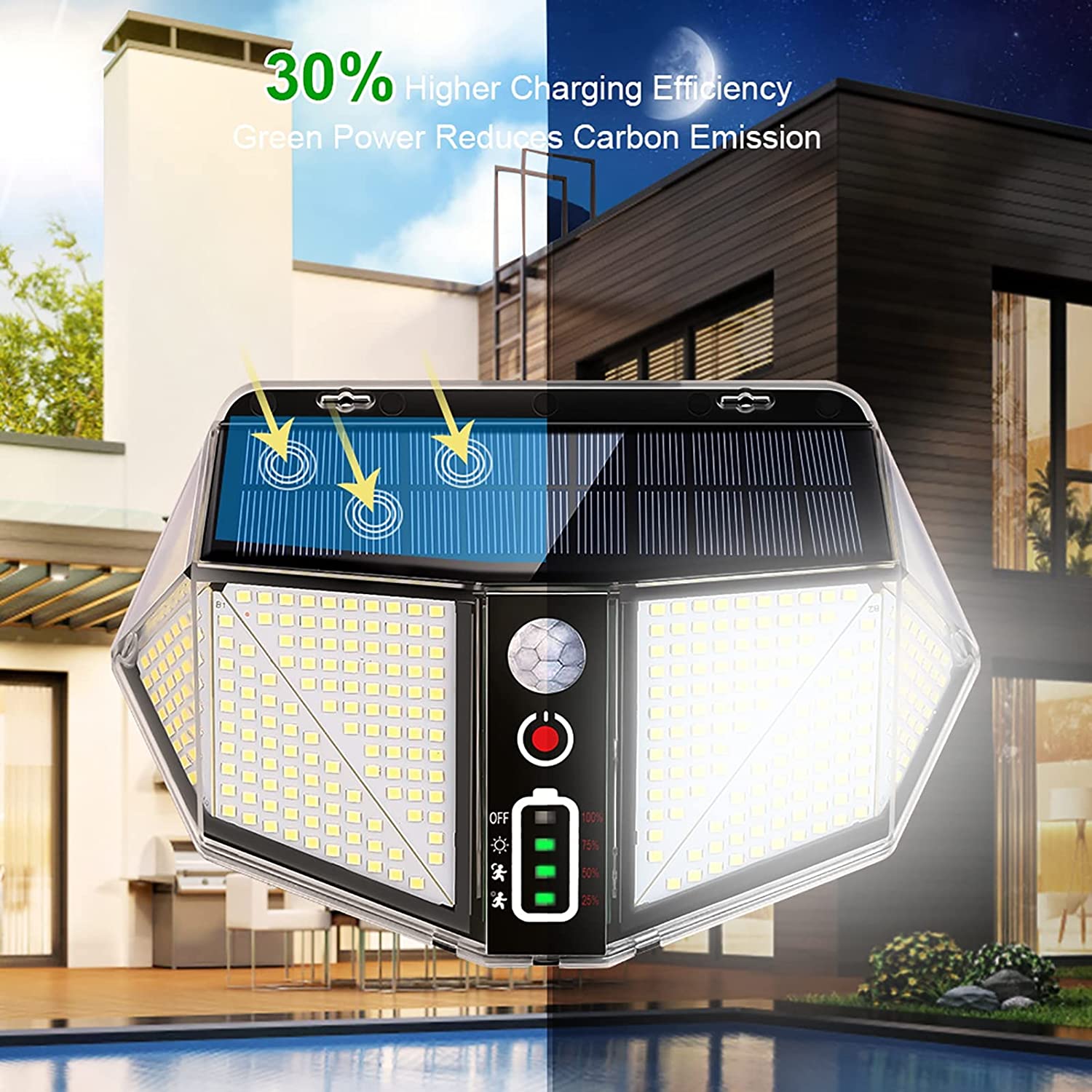 WallMega™- 410 LED-solarna svetilka za ograjo