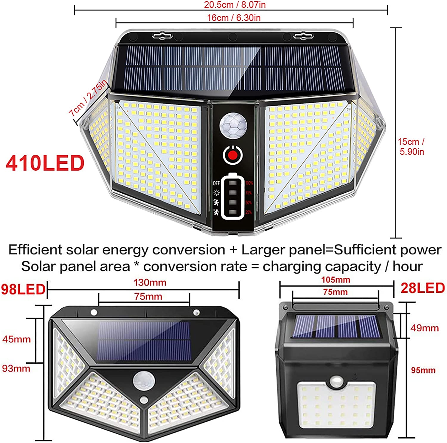 WallMega™- 410 LED-solarna svetilka za ograjo