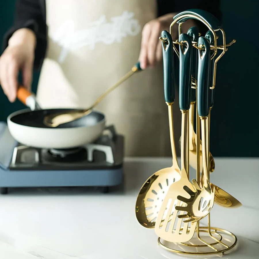 Golden Elegance Edelstahl Utensilien Set