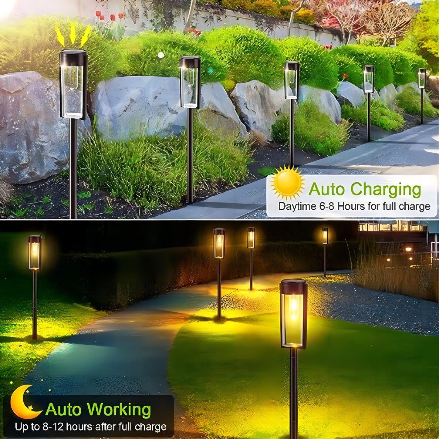 DreamScape™ - Eleganckie cylindryczne solarne lampy chodnikowe