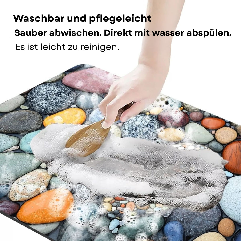 AquaLite | Stilvolle Rutschfeste Diatomeenerde Badematte für Badezimmer 7