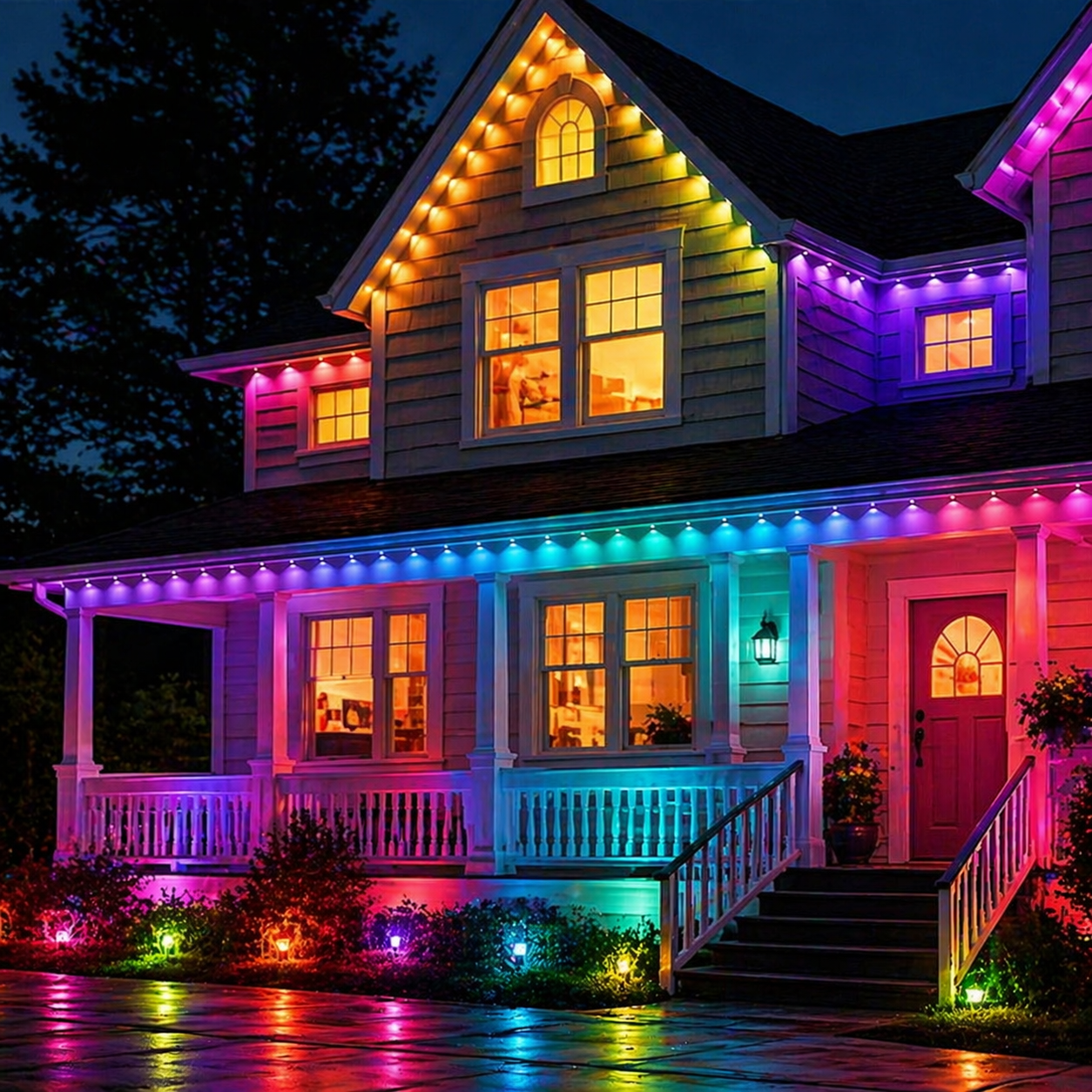 Intelligente Regenbogen-LED-Dauerleuchte für den Außenbereich