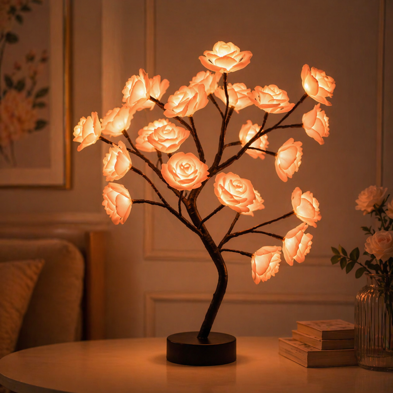 Rosenlampe mit Sanftem Licht – Dekorative Stimmungsbeleuchtung für Entspannte Abende