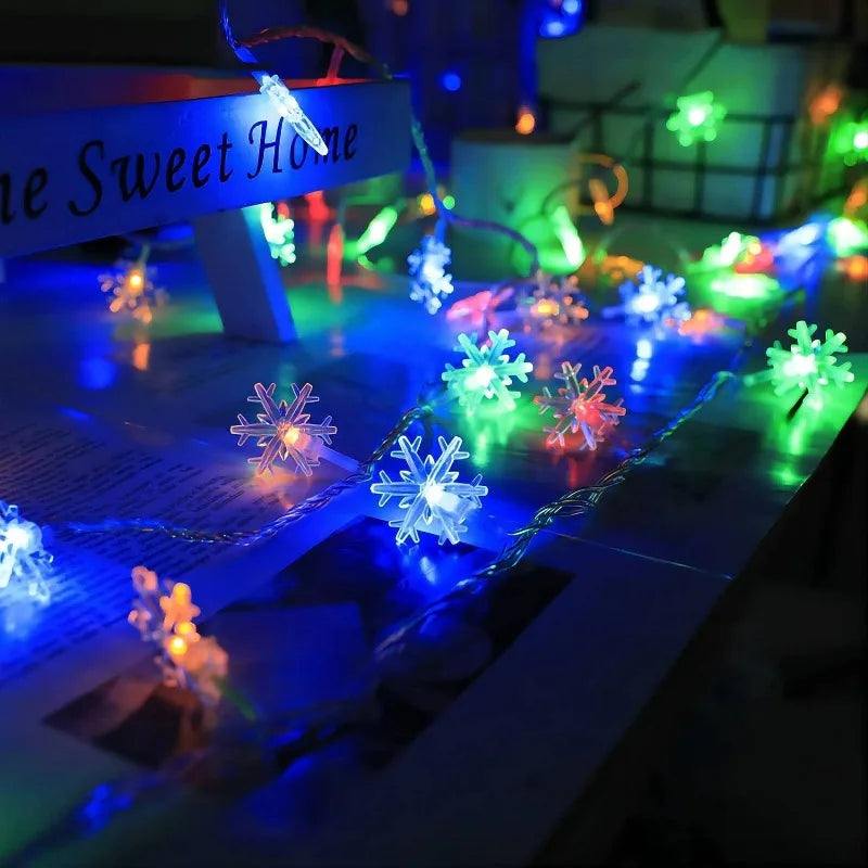Schneeflocken LED-Lichterkette – USB/Batterie, Weihnachtsdeko für Innen & Außen