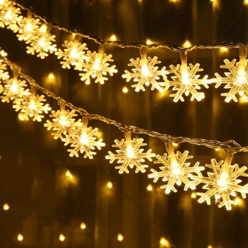 Schneeflocken LED-Lichterkette – USB/Batterie, Weihnachtsdeko für Innen & Außen