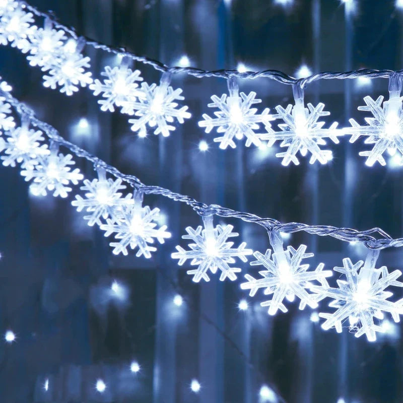 Schneeflocken LED-Lichterkette – USB/Batterie, Weihnachtsdeko für Innen & Außen