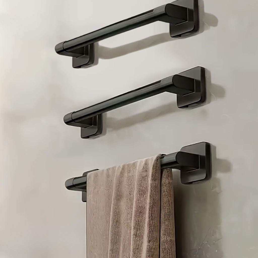 DekoStahl | Eleganter Schwarzer Handtuchhalter Ohne Bohren für Badezimmer 0