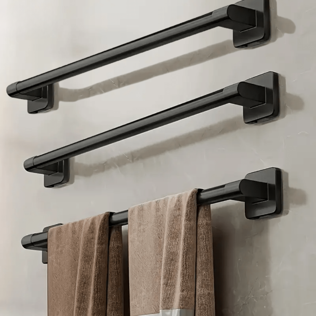 DekoStahl | Eleganter Schwarzer Handtuchhalter Ohne Bohren für Badezimmer 1