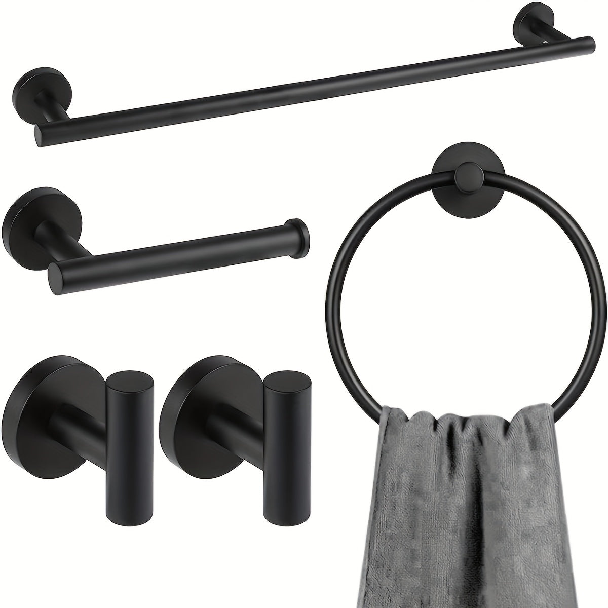 EdelstahlDesign | Modern Schwarz Wand Handtuchhalter Set für Badezimmer 0
