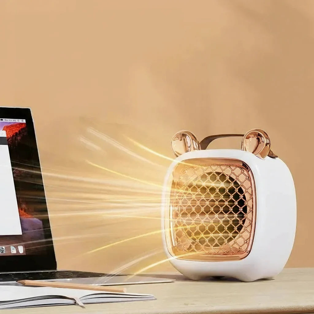 Przenośny elektryczny grzejnik – cichy podgrzewacz na stół i stopy