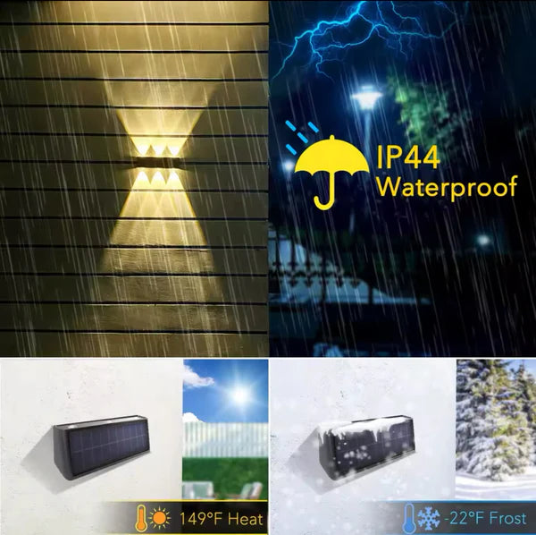 DuoRay - Duża lampa ścienna LED solarna z funkcją włączania i wyłączania