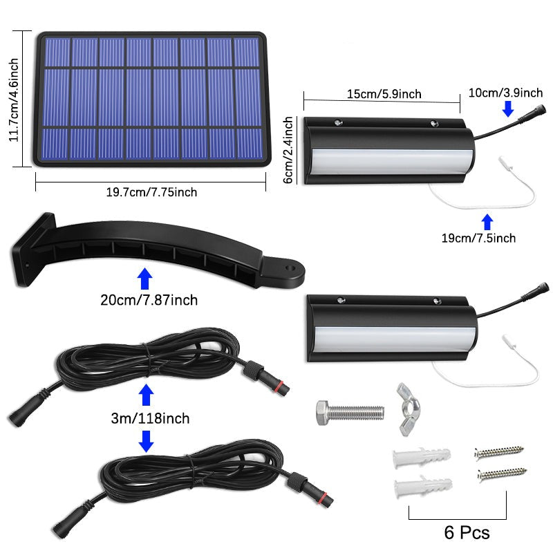 Solar-Wandleuchte mit Doppelkopf und sepaaratem Panel (Räumungsverkauf)