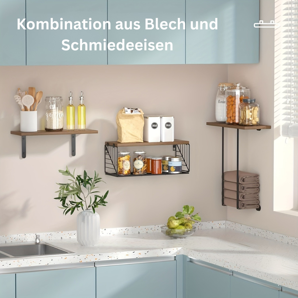 HolzEleganz | Modernes Praktisches Regal-Set mit Handtuchhalter 2