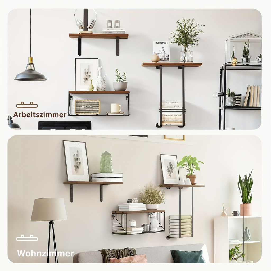 HolzEleganz | Modernes Praktisches Regal-Set mit Handtuchhalter 4