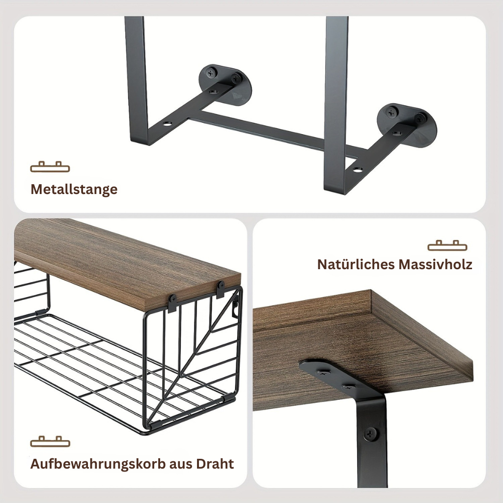 HolzEleganz | Modernes Praktisches Regal-Set mit Handtuchhalter 5