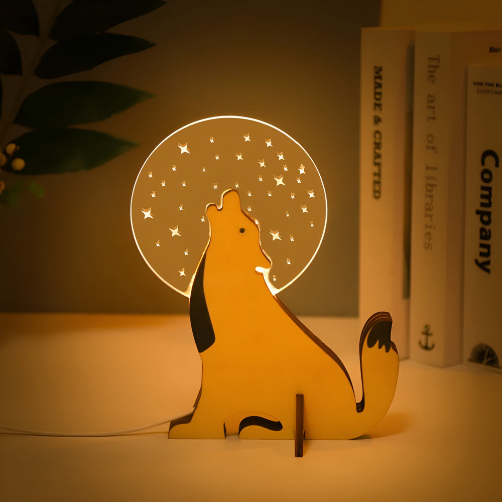 LumiZoo | Niedliche Holz Kinderlampe mit Sanftem LED-Nachtlicht 3