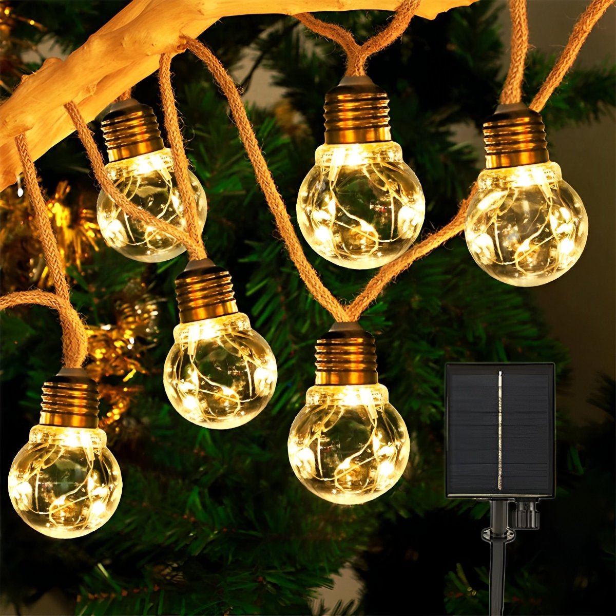 RetroGlow | Nostalgische Solar Lichterkette Outdoor mit Warmweißem Licht 3