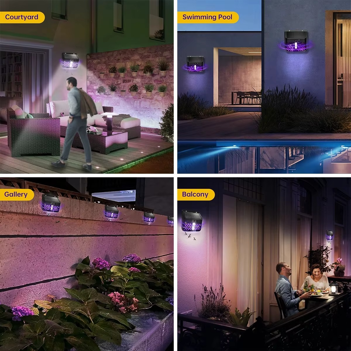 Noctura - sončne svetilke za palice in ograje (4 kosi)