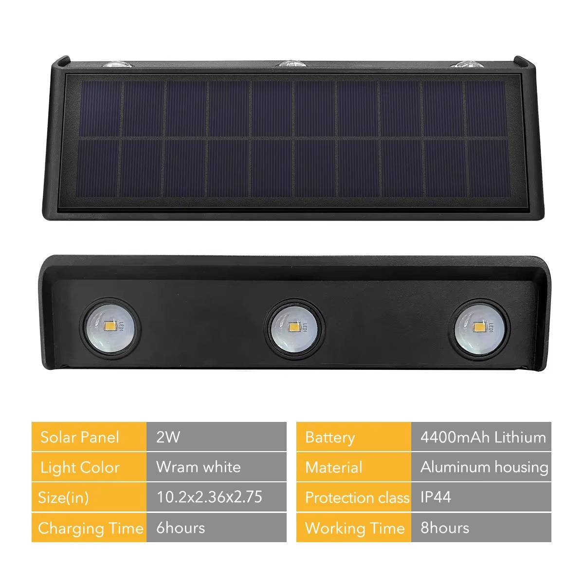 DuoRay - Duża lampa ścienna LED solarna z funkcją włączania i wyłączania