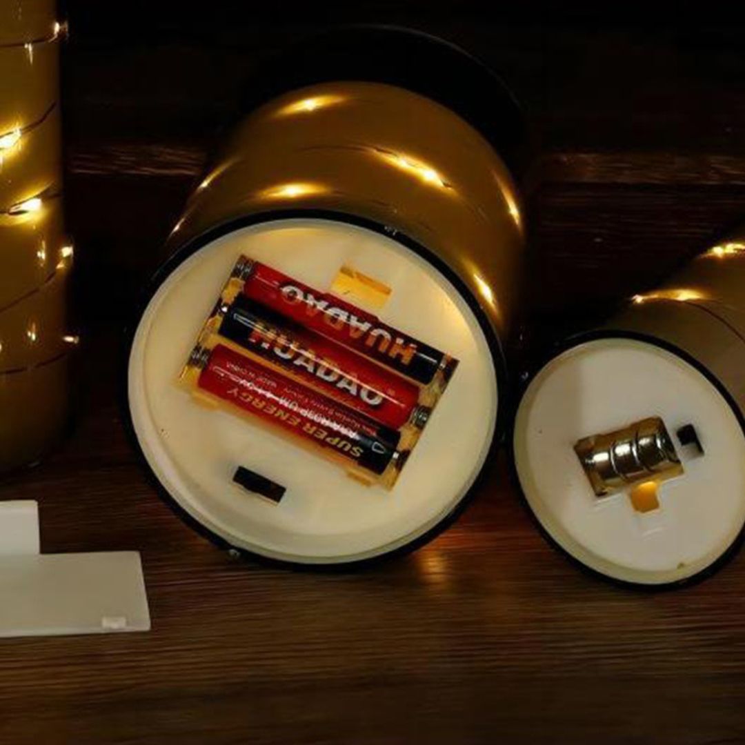 3er Set LED steklenih sveč z svetlobno dekoracijo