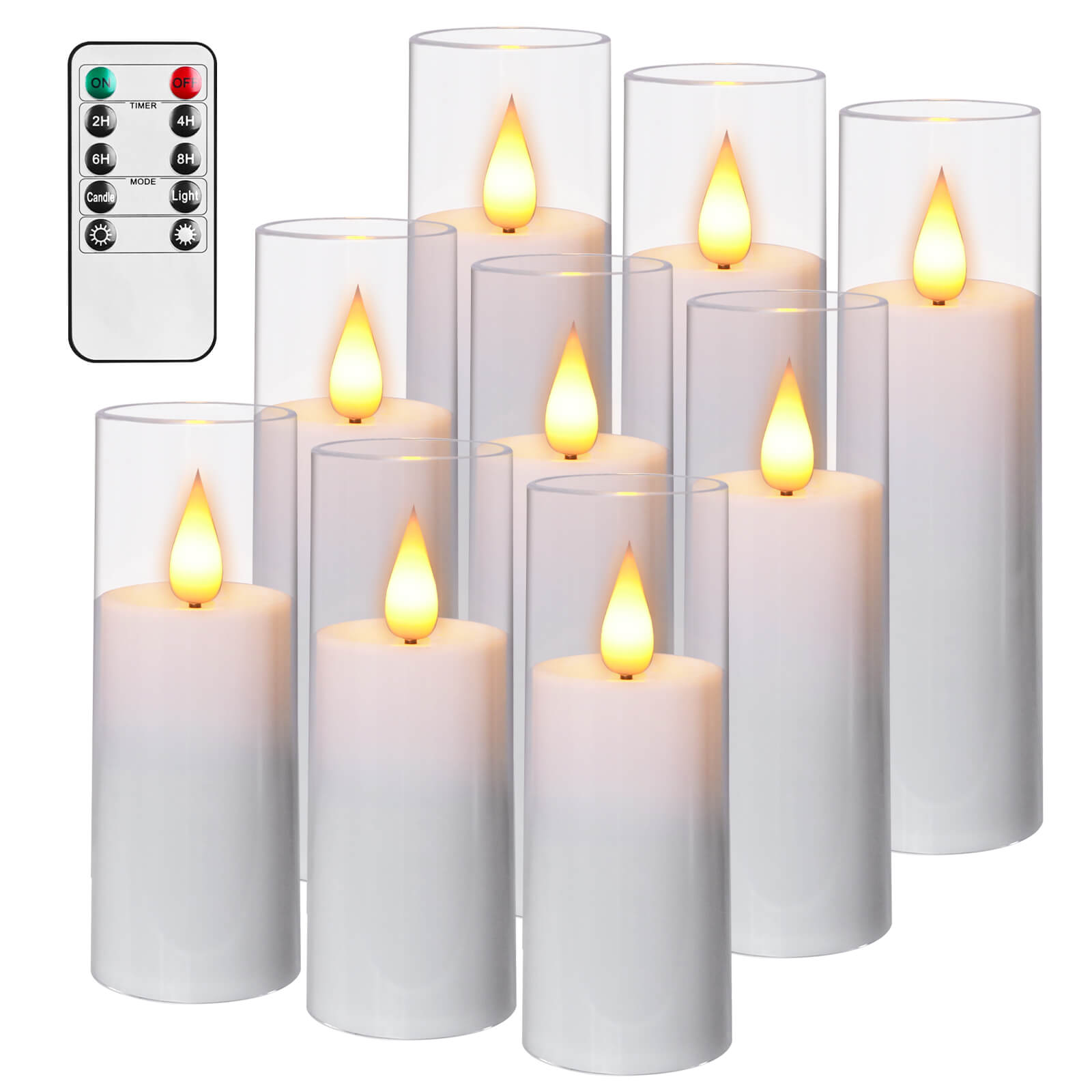 Zestaw 3 świec LED z przezroczystego szkła