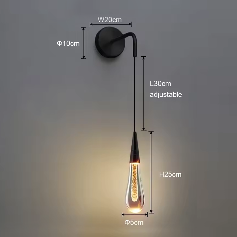 GoldenDrop™ – Luxuriöse Wand-Pendelleuchte aus Kristall in Tropfenform für Schlafzimmer oder Wohnzimmer