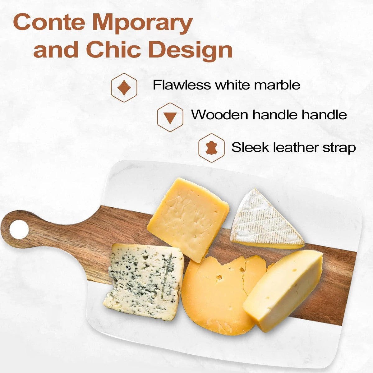 Deska za rezanje iz akacijevega lesa in marmorja