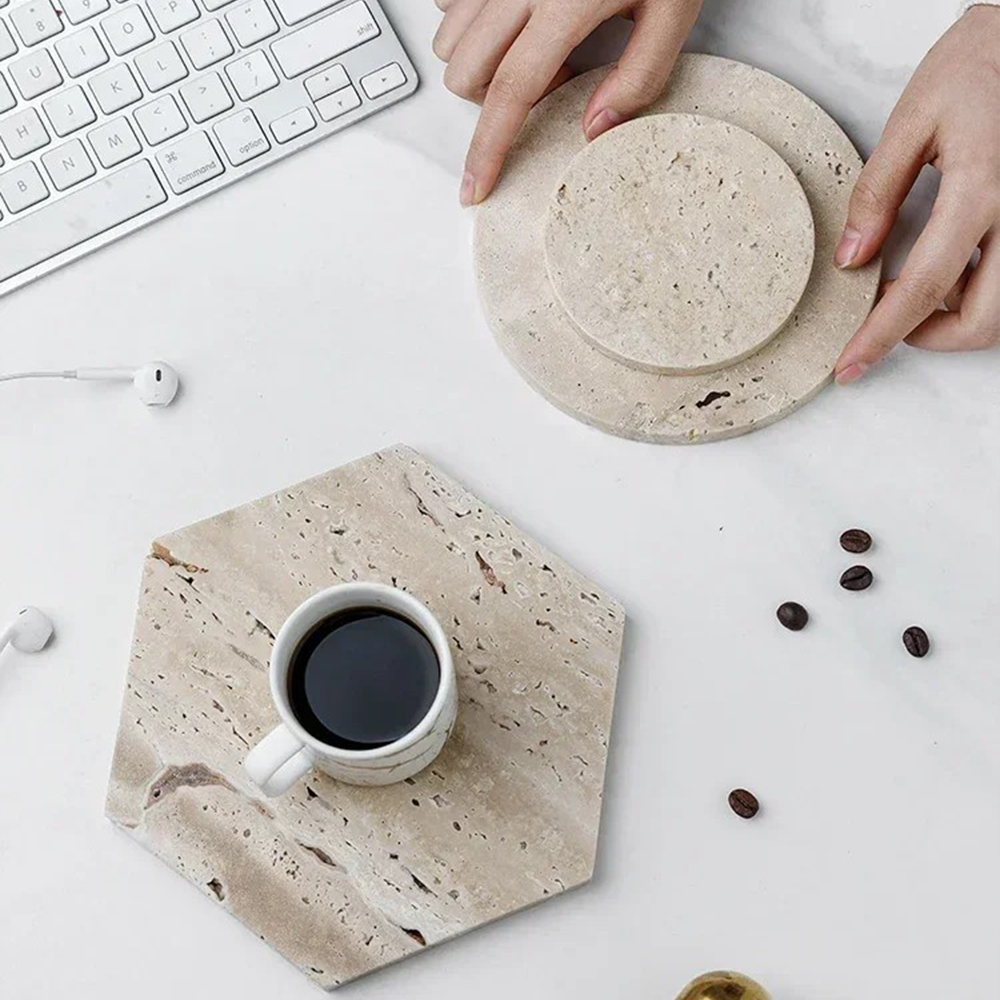 Natürliche Beige Marmor-Display-Schale