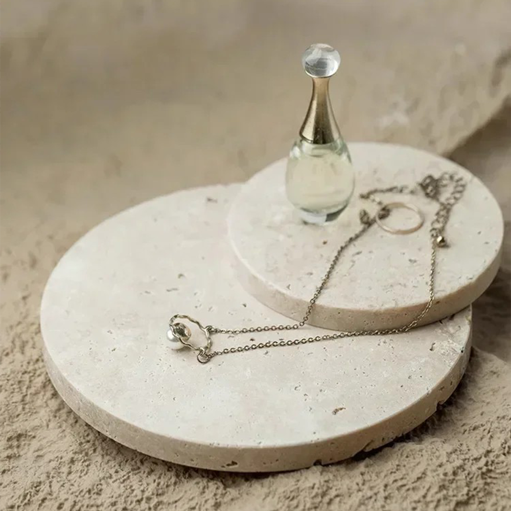 Natürliche Beige Marmor-Display-Schale