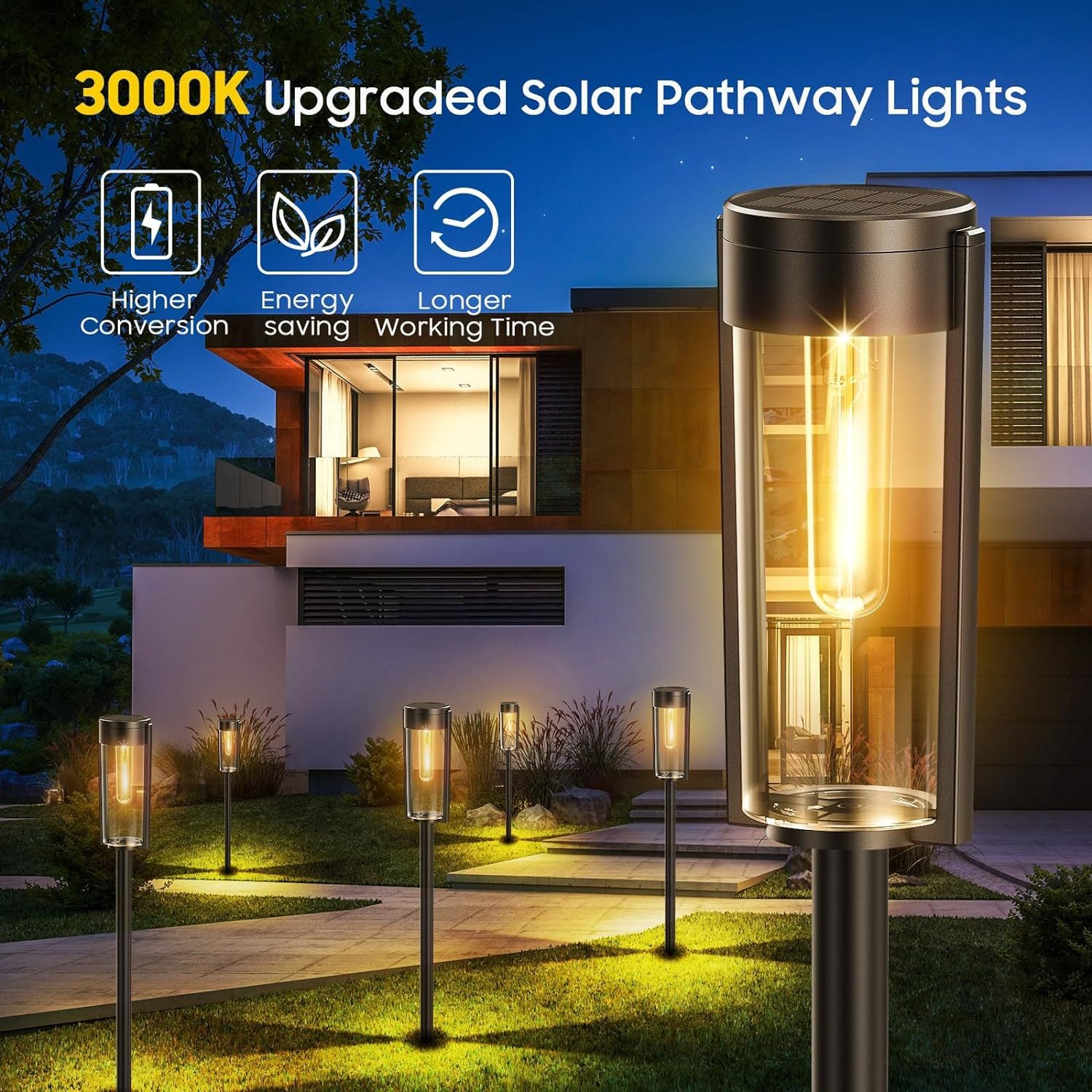 DreamScape™ - Eleganckie cylindryczne solarne lampy chodnikowe