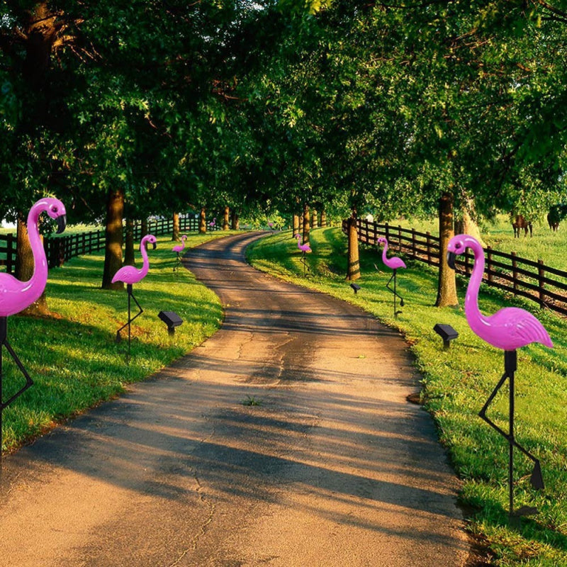 FlamingoGlow - solarno napajana LED-lampa za travniške flaminge