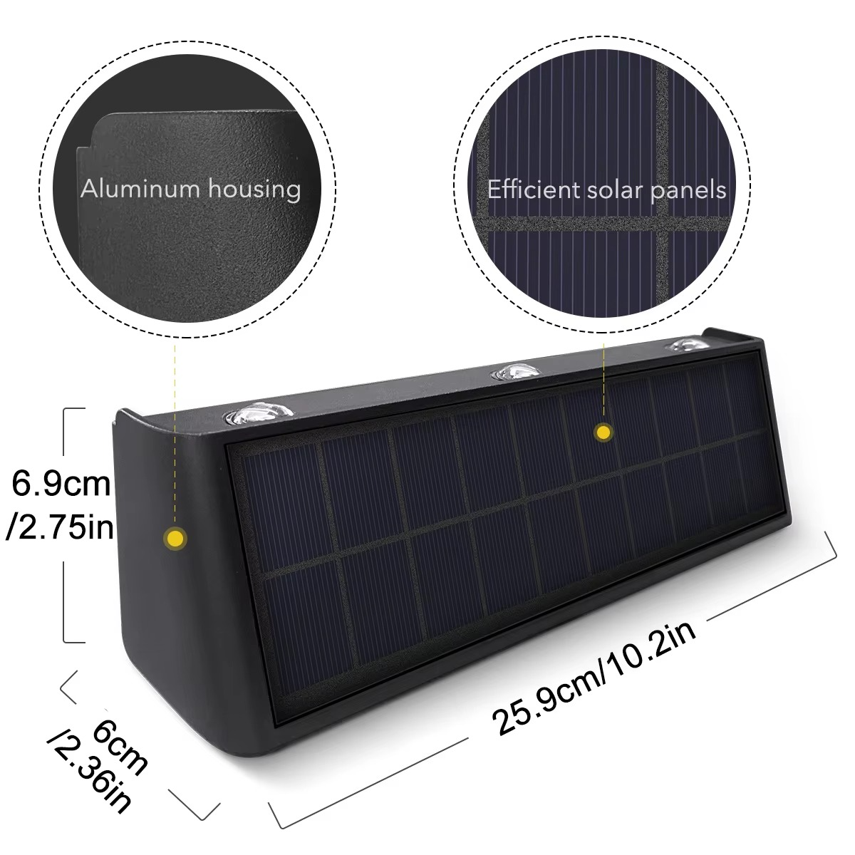 DuoRay - Duża lampa ścienna LED solarna z funkcją włączania i wyłączania