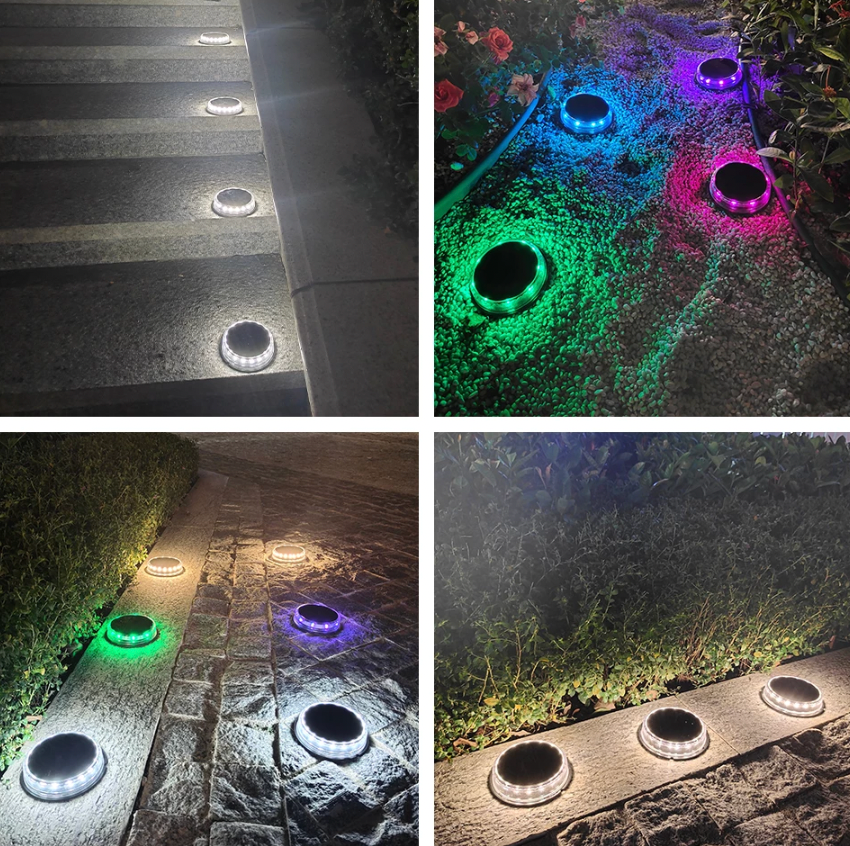 Bunte Solar-Bodenleuchte – Farbwechsel LED Gartenlicht für Außenbereich