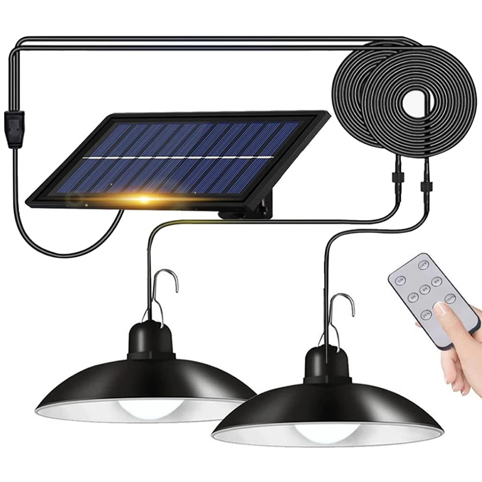 Lampy wiszące solarne z podwójną głowicą