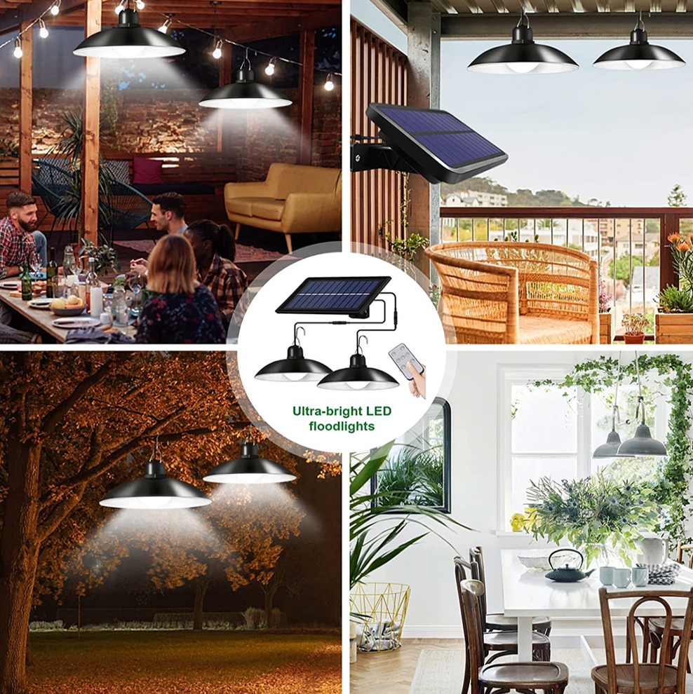 Lampy wiszące solarne z podwójną głowicą