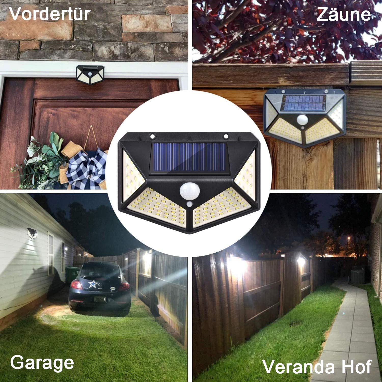 Štiristranska vodoodporna solarna stenska svetilka