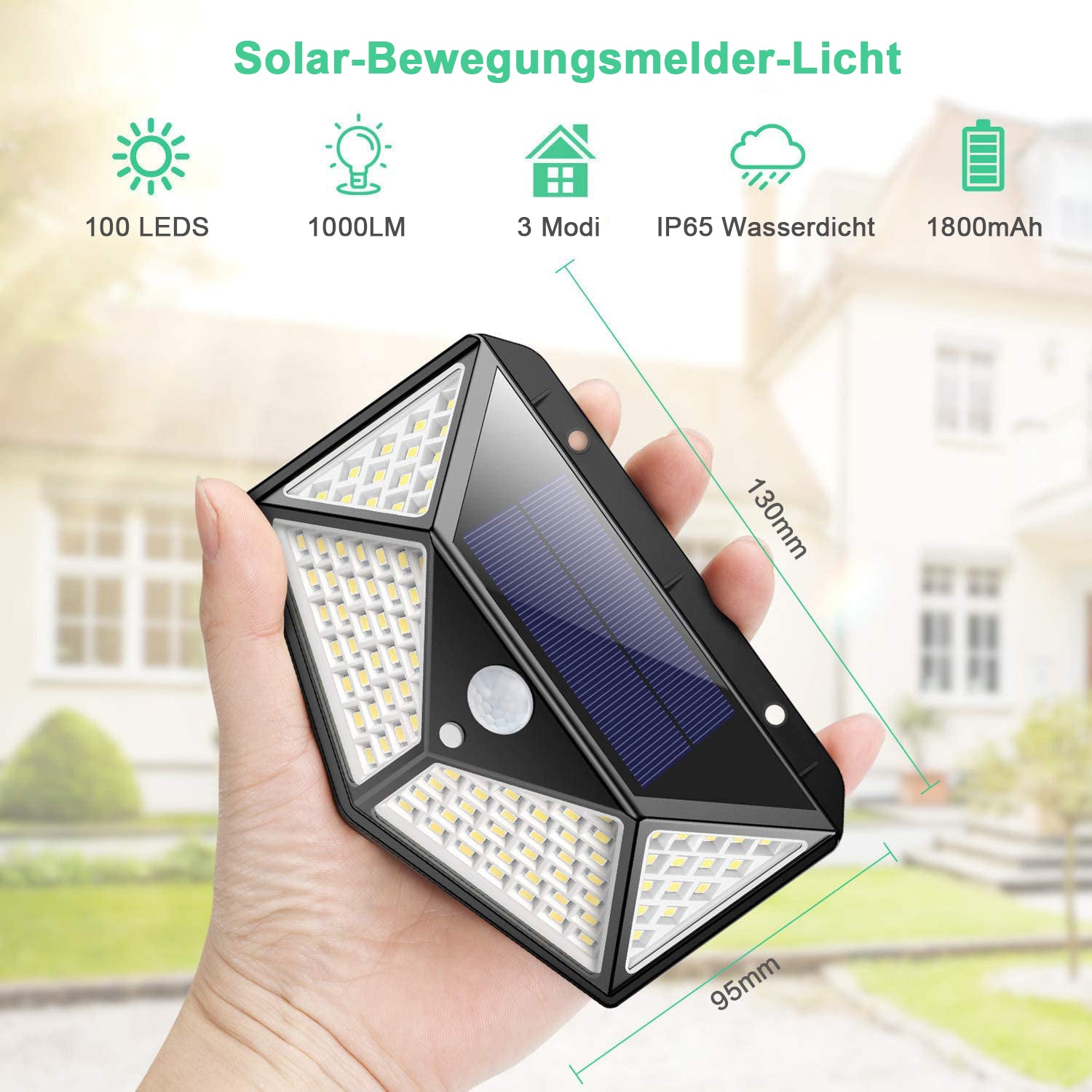 Štiristranska vodoodporna solarna stenska svetilka